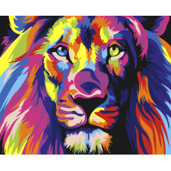 Wizardi painting by number kit. Rainbow Lion 16x13 cm MINI001