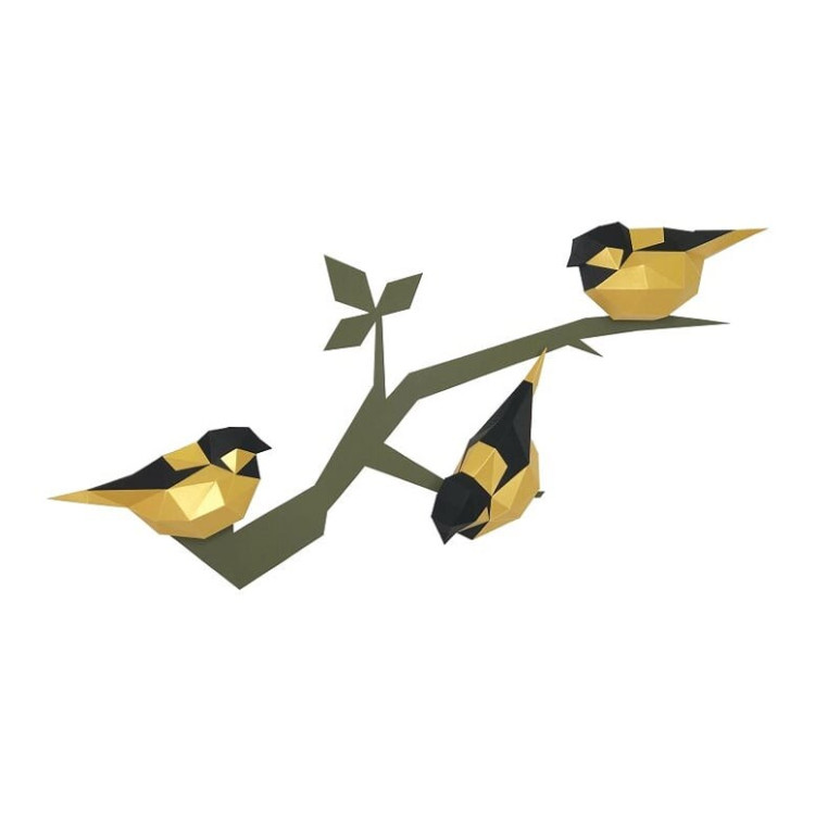 Wizardi 3D Papercraft Kit  Birds (gold) PP-1PTC-2GB