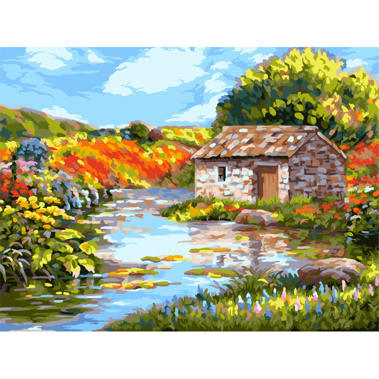 Painting by numbers kit. A134 Picturesque river 40*50