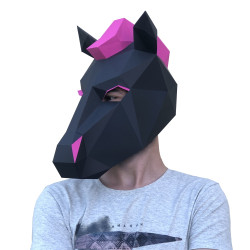 АКЦИЯ Wizardi 3D Papercraft Kit Horse Neon Mask PP-3KON-2BM