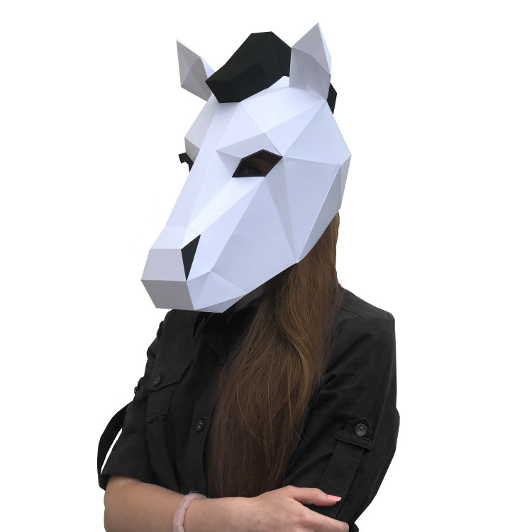 СКИДКА Wizardi 3D Papercraft Kit Horse Neona Mask PP-3KON-2WB