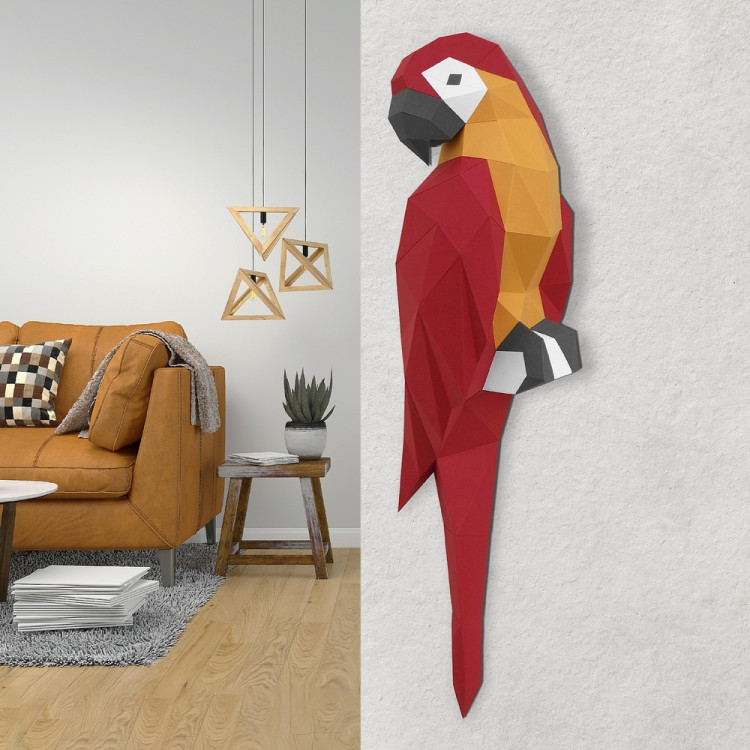 WIZARDI 3D paper craft models Ara parrot (Red) PP-1ARA-3RED