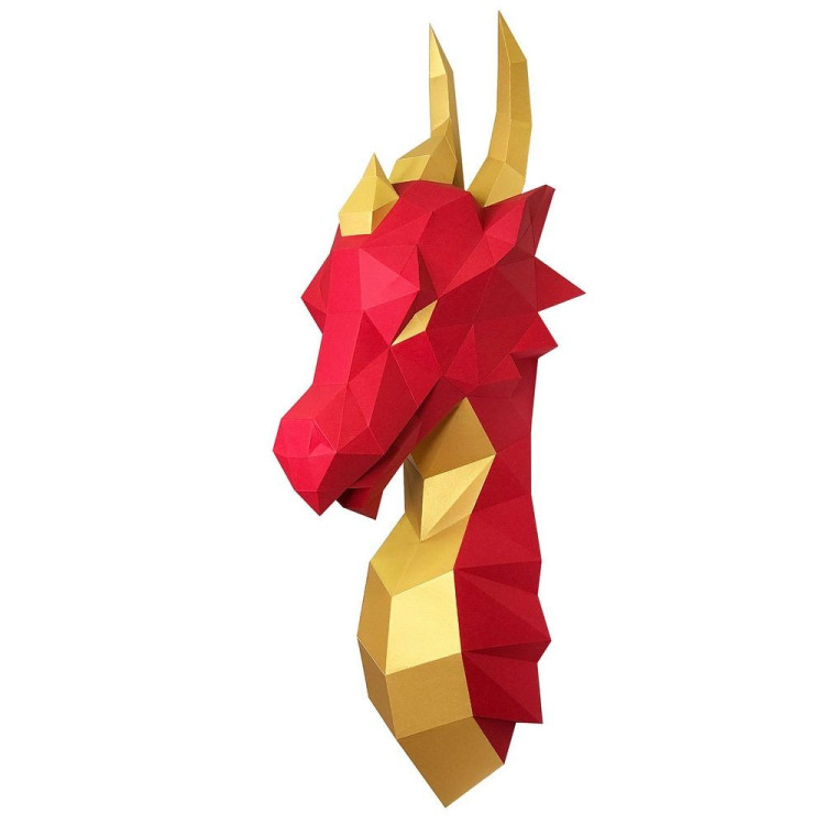 WIZARDI 3D popieriniai amatų modeliai Dragon (raudonas) PP-1DRA-2RG
