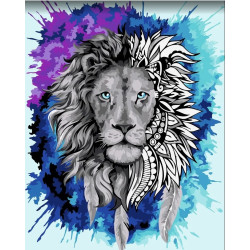 Wizardi painting by number kit. Watercolor lion 40x50 cm R024