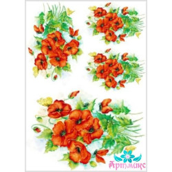 Rice card for decoupage "Poppies No. 1" 21x29 cm AM400046D