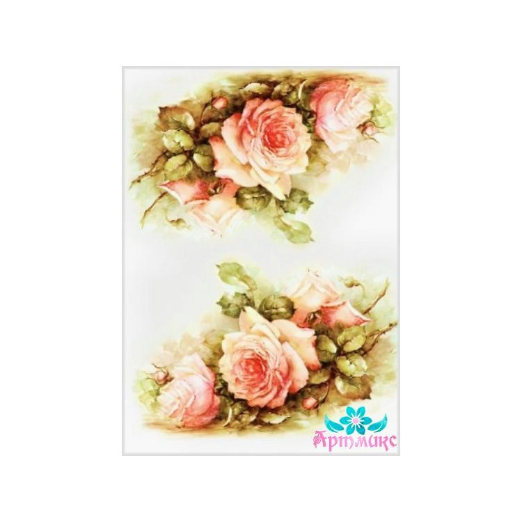 Rice card for decoupage "Delicate roses No. 1" 21x29 cm AM400115D