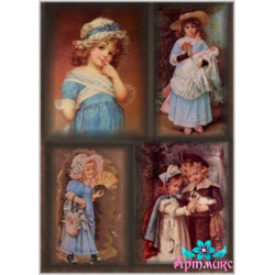 Rice card for decoupage "Children-old pictures" 21x29 cm AM400116D