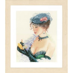 Counted Cross Stitch Kit Lady with Lipstick Linen PN/0154332