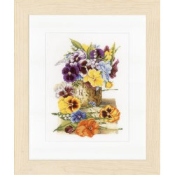 Counted Cross Stitch Kit Pot of Pansies Counted Fabric PN/0154463