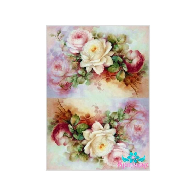 Rice card for decoupage "Delicate roses No. 5" 21x29 cm AM400120D