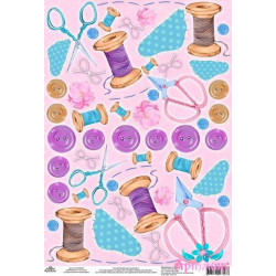 Rice card for decoupage "Coils and buttons No. 2" size: 21*30 cm AM400329D