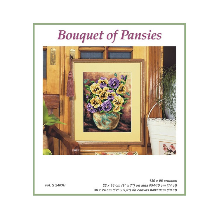 Chart for embroidery Bouquet of Pansies 24x30 SA2403S