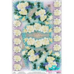 Rice card for decoupage "Assorted White Roses" 21x29 cm AM400159D