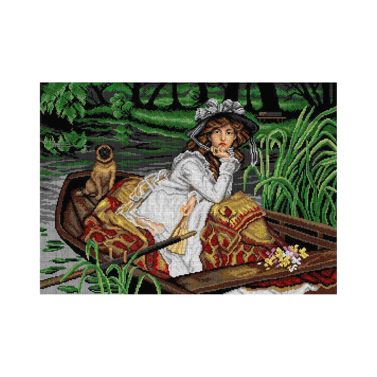 Gobelin Leinwand Junge Dame in einem Boot (nach James Tissot) 50x70 SA2864