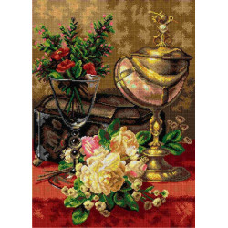 Gobelin-Leinwand Ein Strauß Rosen und andere Blumen (nach Jean Baptiste Robie) 50x70 SA2800