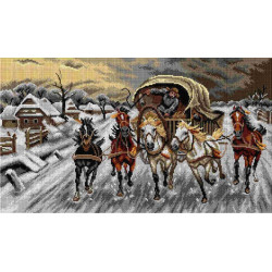 Gobeleno drobė Rusų karavanas, lenktyniaujantis sniege (pagal Adolfą Constantiną Baumgartnerį – Stoiloffą) 40 x 70 SA2920