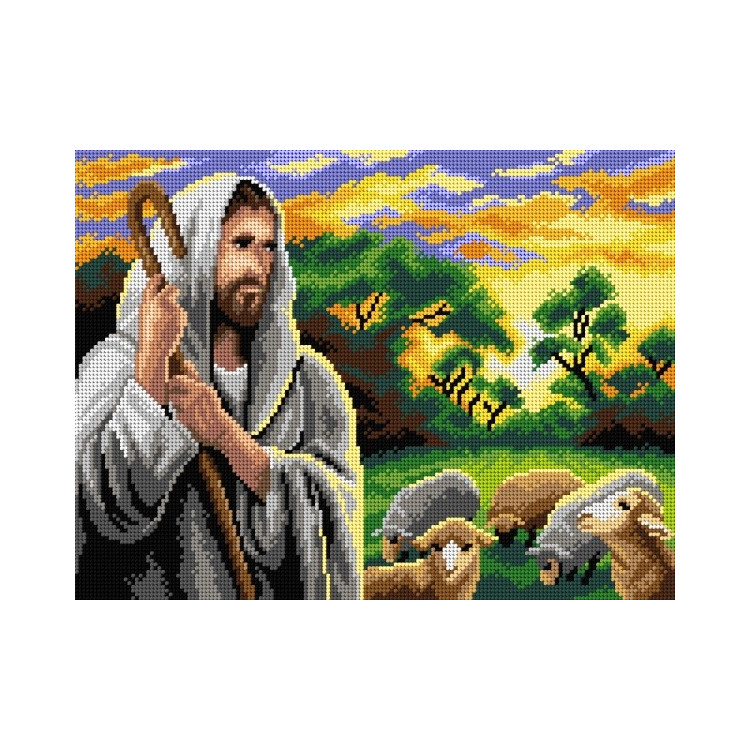 Гобеленовое полотно Иисус Христос с овцами 30х40 SA2932