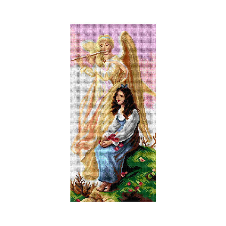 Гобелен холст Девушка с ангелом (по Полю Альфреду де Керзону) 24х50 SA2942