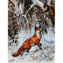 Gobeleno drobė Hunting Fox (pagal Carlą Friedrichą Deikerį) 30x40 SA2974