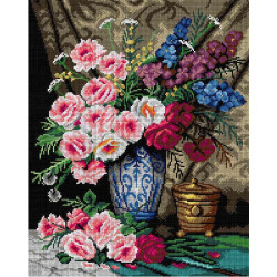 Гобеленовый холст Натюрморт с садовыми цветами (по Максу Альберту Карлье) 40х50 SA2985