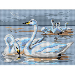 Tapestry canvas Swans (fragment, after Archibald Thorburn) 30x40 SA3056