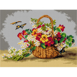 Gobeleno drobė Gėlių krepšelis (Pagal Paulą de Longpre) 30x40 SA3069