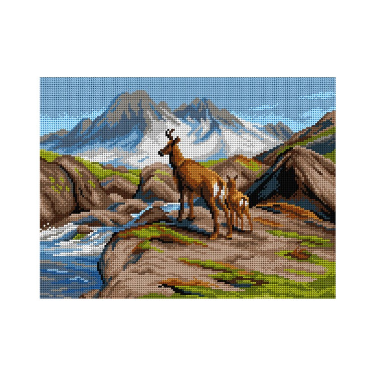 Tapestry canvas Chamois Mother and Baby (after Rosa Bonheur) 30x40 SA3079