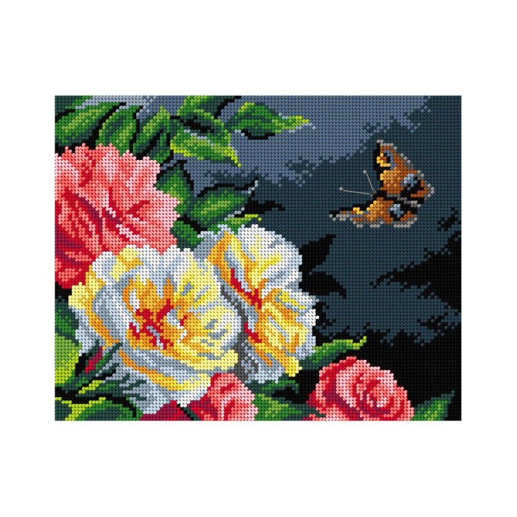 Tapestry canvas Roses and Butterfly (after Franz Xaver Birkinger) 24x30 SA3127