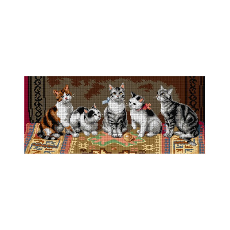 Gobeleno drobė Kačių šeima (pagal Carlą Reichertą) 30 x 70 SA3136
