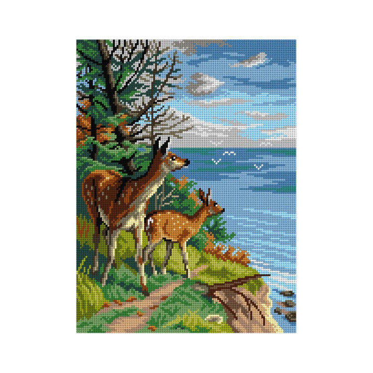 Tapestry canvas Two Deer at a Cliff (after Adolf Heinrich Mackeprang) 30x40 SA3137