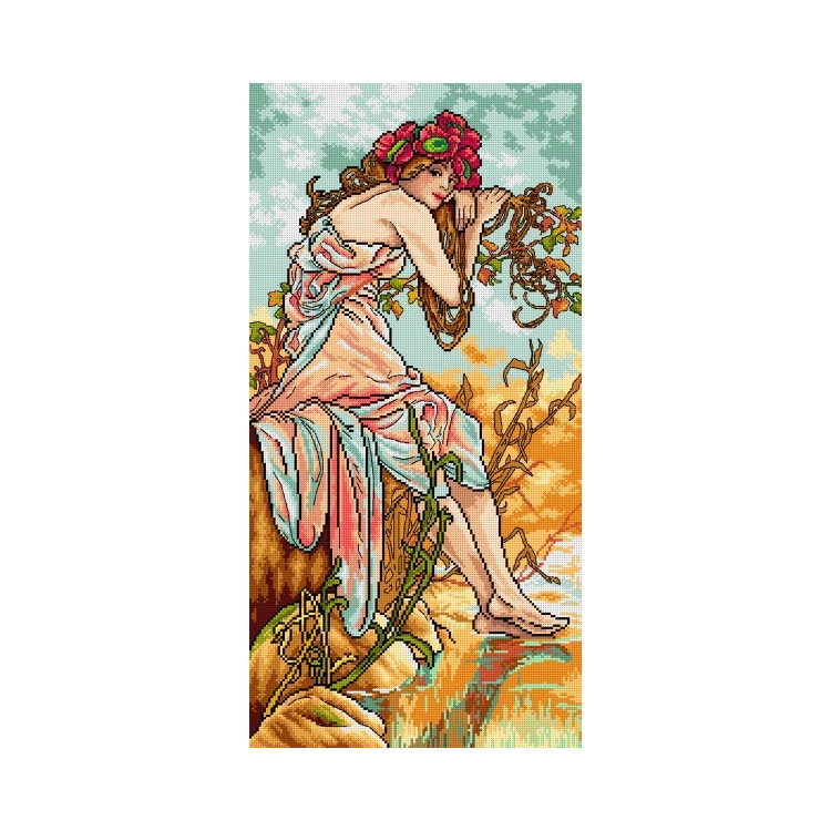 Gobeleno drobė Vasara (pagal Alphonse Mucha ) – 35x70 SA3223