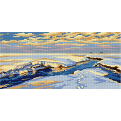 Gobeleno drobė Žiemos peizažas su upe (pagal Julianą Fałat) 30 x 40 SA3156
