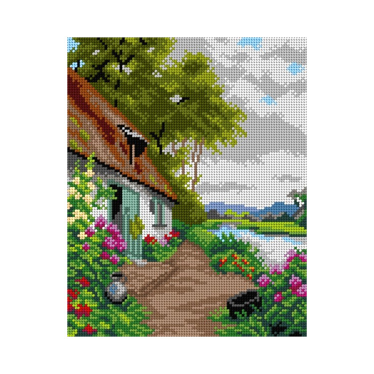 Tapestry canvas A Riverside Cottage (after Louis Aston Knight) 24x30 SA3238