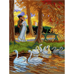 Tapestry canvas The Lovers and the Swans (after Gaston de La Touche) 30x40 SA3239