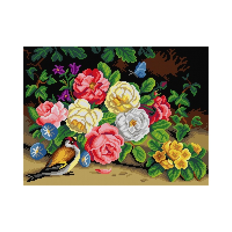 Tapestry canvas Goldfinch and Roses 30x40 SA3242