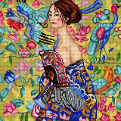 Gobeleno drobė Ponia su vėduokliu (pagal Gustavą Klimtą) 40X40 SA3245