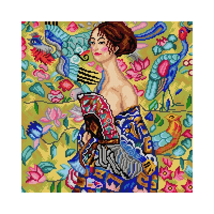 Tapestry canvas Lady with Fan (after Gustav Klimt) 40X40 SA3245