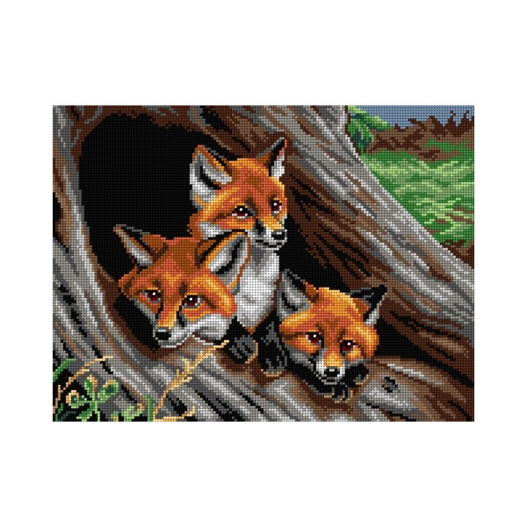 Gobeleno drobė Jauni lapės drevėje (pagal Samuelį Johną Carterį  (fragmentas)) 30x40 SA3249