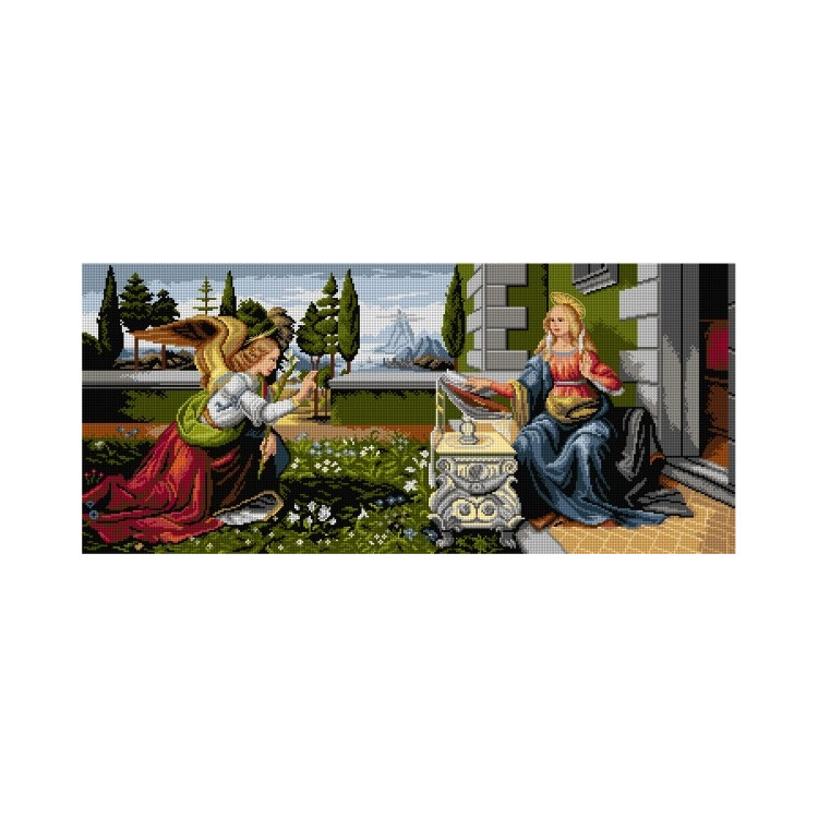 Gobelin-Leinwand Verkündigung (nach Leonardo da Vinci) - 40x90 SA3186