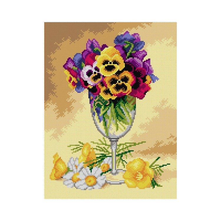 Tapestry canvas Pansies in a Wine Glass 30x40 SA3187