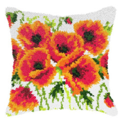 Latch-hook Cushion kit Poppies SA4181