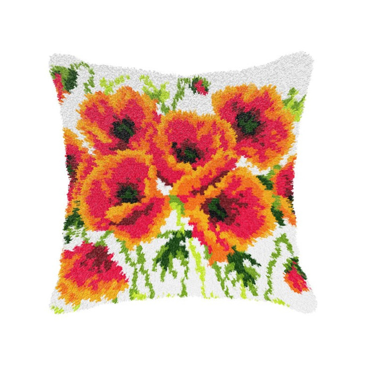 Latch-hook Cushion kit Poppies SA4181