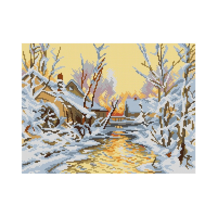 Tapestry canvas Snowy Mill (fragment, after Walter Moras) 30x40 SA3259