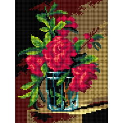 Tapestry canvas Pomegranate Blossoms in a Glass Vase on a Stone (after Elise Bruyere) 18x24 SA3261