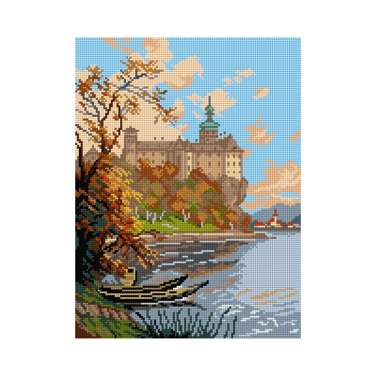 Goebel tapiserijos drobė Persenbeugo pilies vaizdas (pagal Georg Janny) 30x40 SA3262