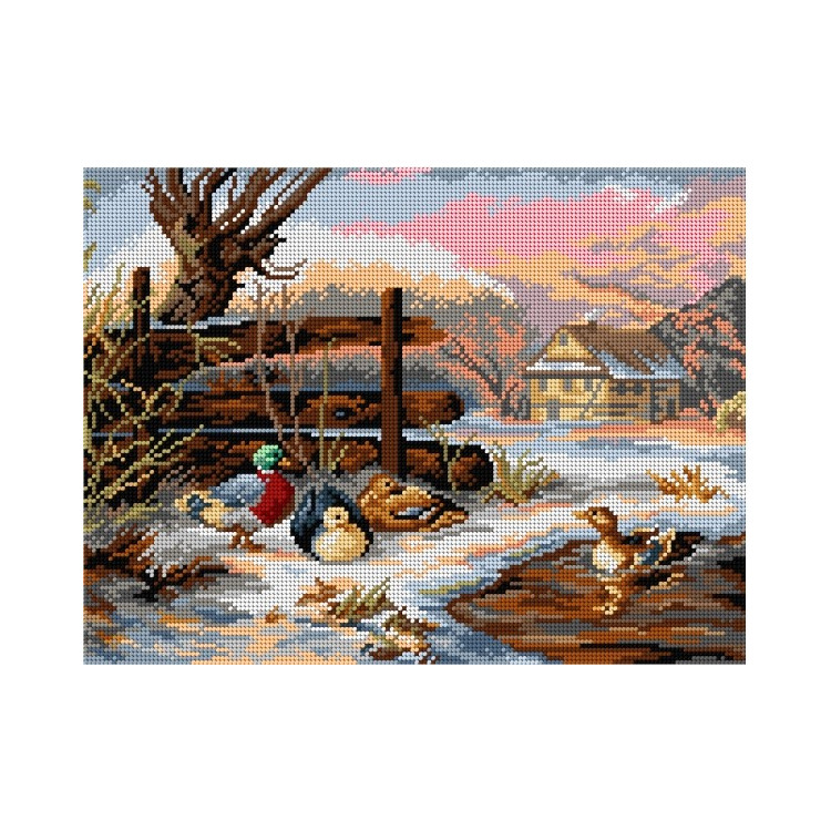 Tapestry canvas Ducks by a Pond (after Carl Jutz the Elder) 30x40 SA3276