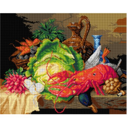 Tapestry canvas Still Life with Lobster (after Ange Louis Guillaume Lesourd-Beauredard) 40x50 SA3278