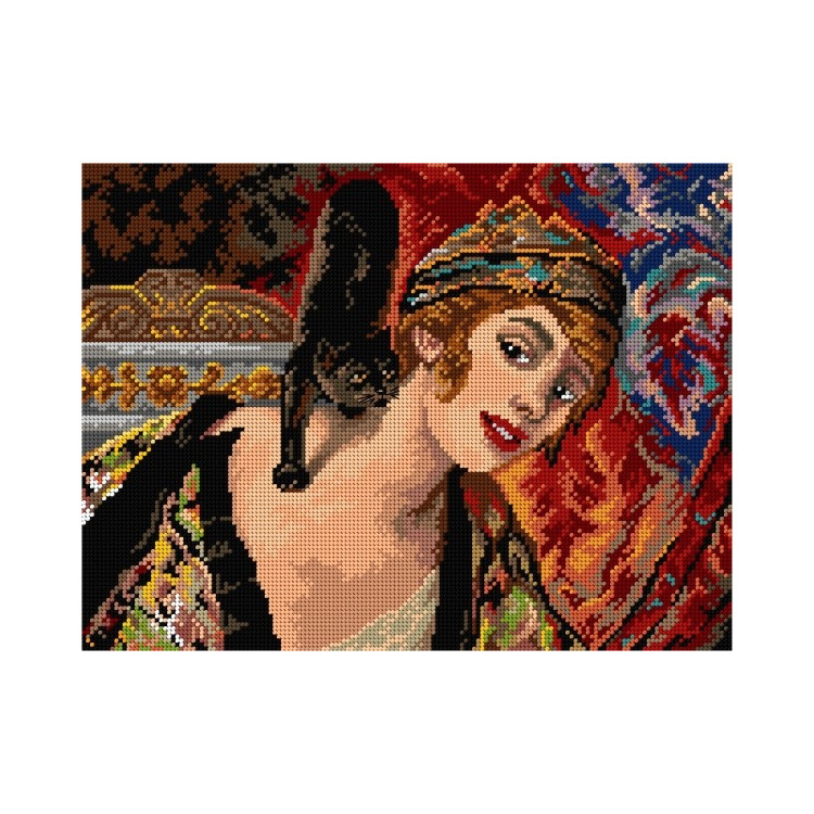 Tapestry canvas Girl with a Cat (after Wladyslaw Kazimierz Wasilkowski) 30x40 SA3281