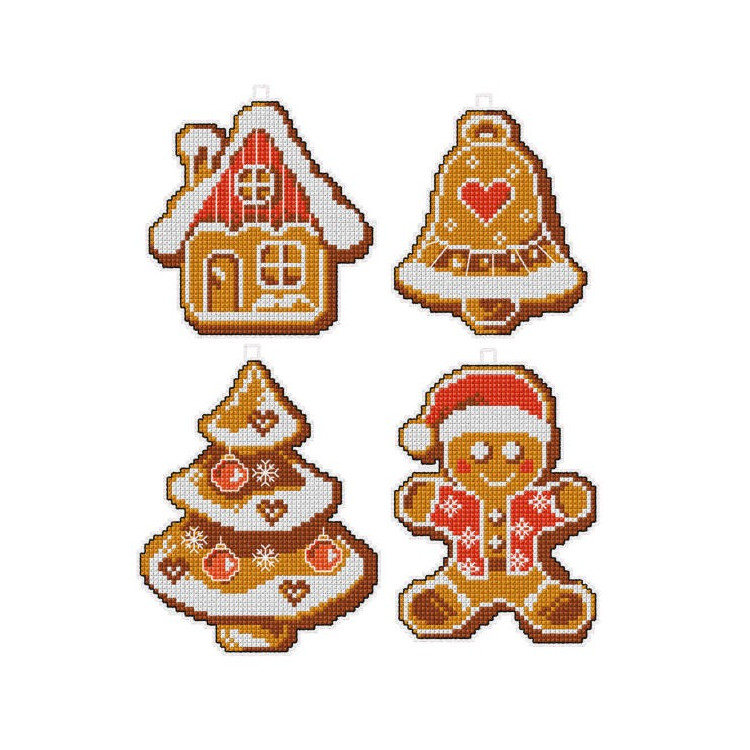 Cross-stitch kit Christmas gingerbreads SA7662