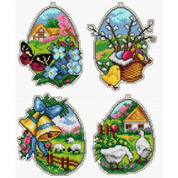 Cross stitch kit on the plastic canvas "Easter eggs" SA7671
